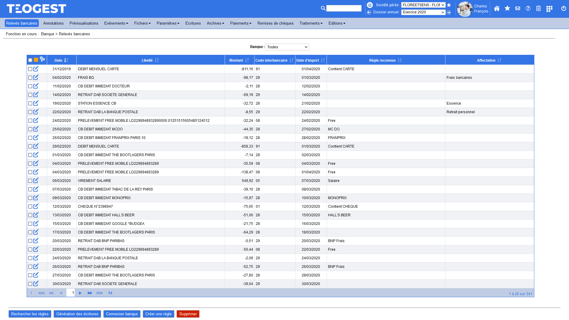 Recuperation automatique ou manuelle de toutes vos dernieres operations bancaires